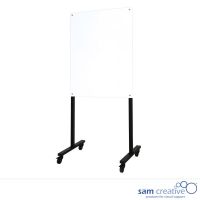 Whiteboard Glas White Magnetic op zwart verrijdbaar onderstel 100x200 cm