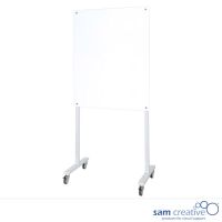 Whiteboard Glas White Magnetic op wit verrijdbaar onderstel 100x200 cm